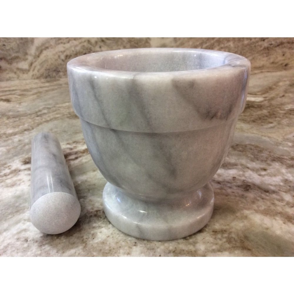 Mortar And Pestle. Norpro. 4"x4". Gray And White Marble. New.